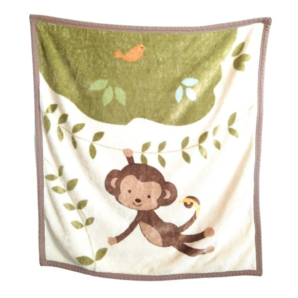 Cocalo Baby Monkey Tree Bird Banana Blanket 35" X 39" - Picture 1 of 6